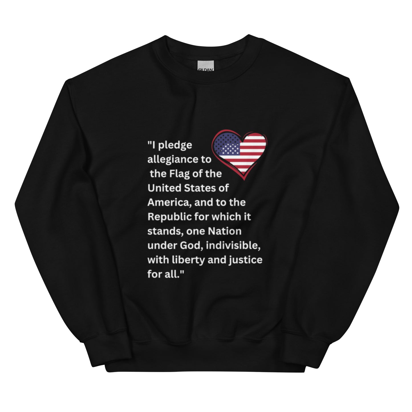 Patriot sweatshirt with the Pledge of Allegiance