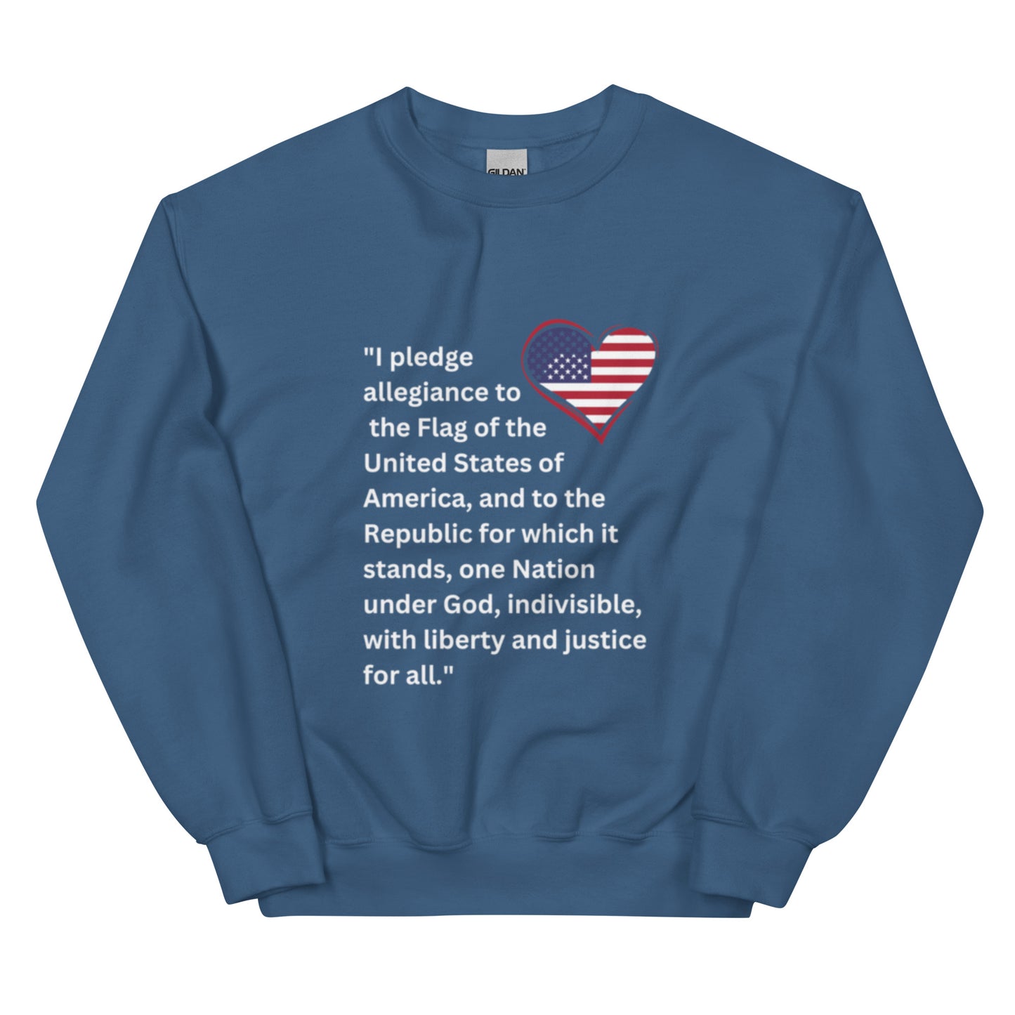 Patriot sweatshirt with the Pledge of Allegiance