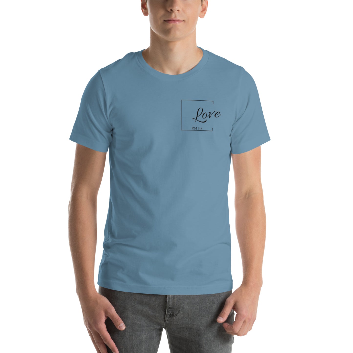 LOVE Romans 5:8 Bible verse T-Shirt